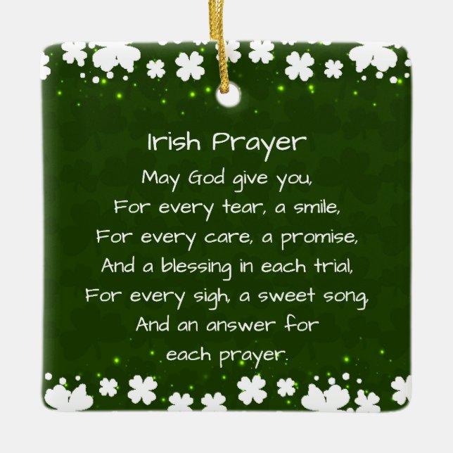 Irish Prayer and Blessing Personlig God Jul Julgransprydnad Keramik (Framsida)