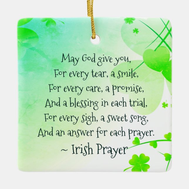 Irish Prayer and Blessing Personlig God Jul Julgransprydnad Keramik (Framsida)