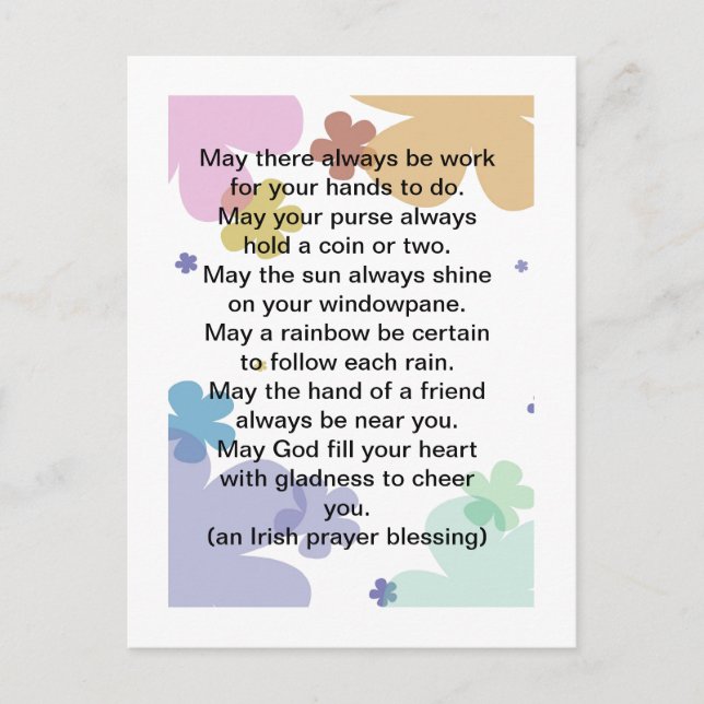 Irish Prayer Blessing Postcard Vykort (Framsida)