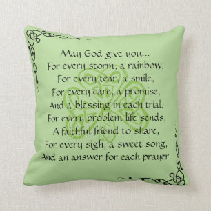 Irish Prayer Celtic Gräns Dekorativ kudde
