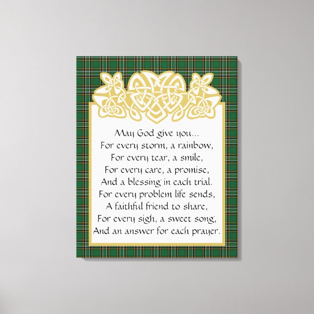 Irish Prayer Celtic Gräns och Tartan Canvastryck (Framsida)
