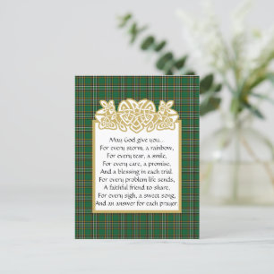 Irish Prayer Celtic Gräns och Tartan Vykort
