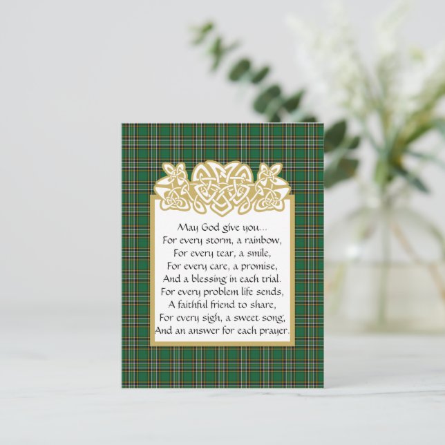 Irish Prayer Celtic Gräns och Tartan Vykort (Stående Fram)