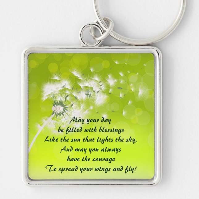 Irish Prayer for Blessings Keychain Fyrkantig Silverfärgad Nyckelring (Framsidan)