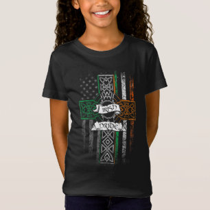IRISH PRIDE American Flagga Celtic Kor St Patricks T Shirt