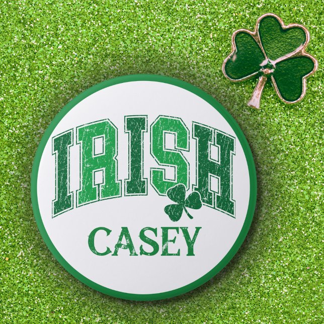 Irish Pride Retro St patrick's day Monogram Knapp (Irish Pride Retro St Patrick's Day Monogram Button)