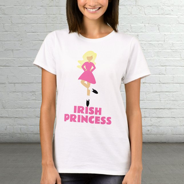 Irish Princess Blond Irish Dancer med Rosa Dress T Shirt (Skapare uppladdad)