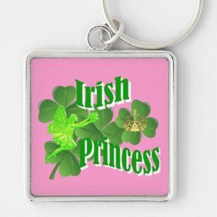 Irish princess fyrkantig silverfärgad nyckelring