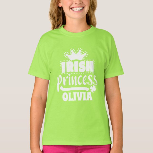 Irish Princess Krona Personlig Namn T-Shirt (Framsida)