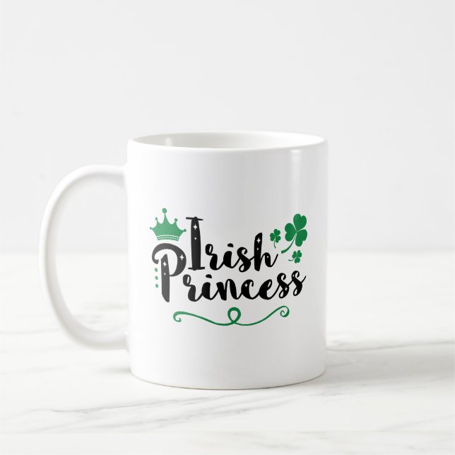 Irish Princess Women St patrick's day Script Kaffemugg (Vänster)