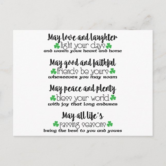 Irish Proverb Blessing Vykort (Framsida)