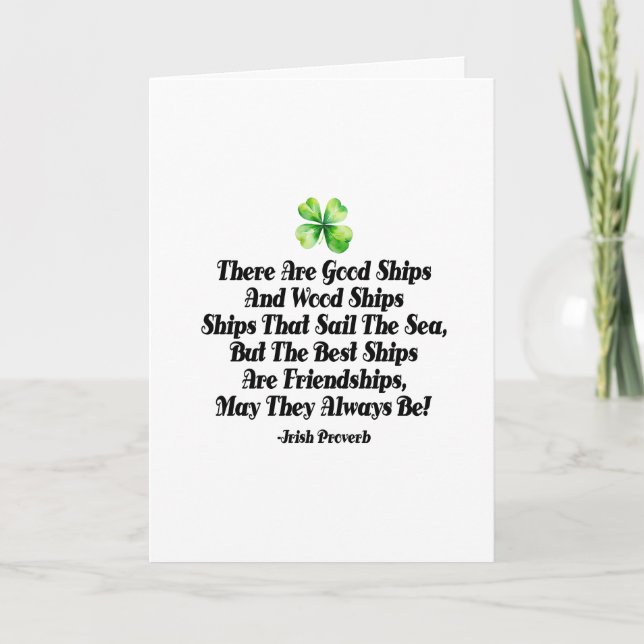 Irish proverb friendship quote good ships friend kort (Framsida)