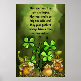 Irish Proverb, Klöver och Leprechaun Gnomes Poster