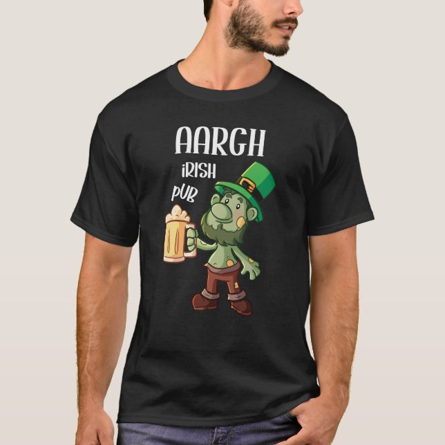 Irish Pub Aargh Patricks Day T Shirt (Framsida)