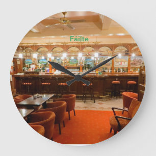 Irish Pub-bild för Round Wall Clock Stor Klocka