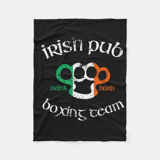 Irish Pub Drink Hard Boxing Team Distress Tee Gi Fleecefilt (Framsidan)