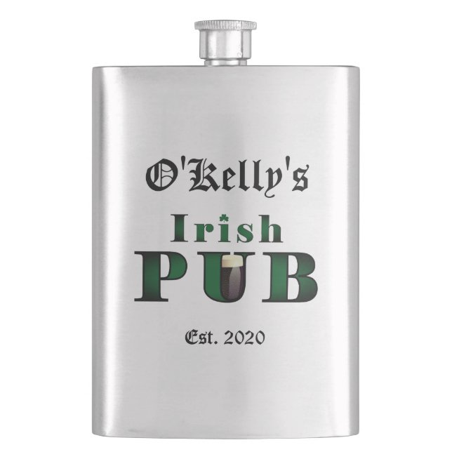 Irish Pub Pub Tavern Classic Stainless Steel Flask Fickplunta (Framsidan)