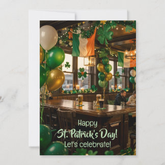 Irish pub ready for St. Patrick's Day party, green Inbjudningar