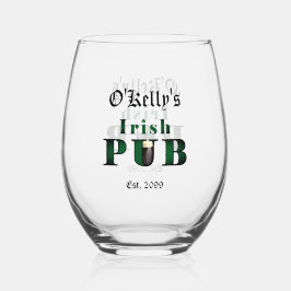 Irish Pub Stemless Vin Cocktail Glass Drinkware