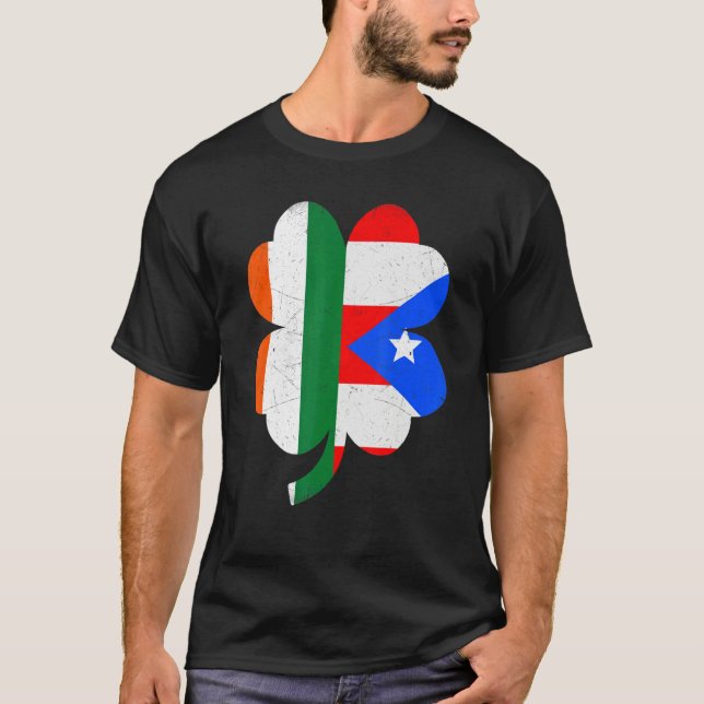 Irish Puerto Rican Flag Shamrock St Patricks Day P T Shirt (Framsida)