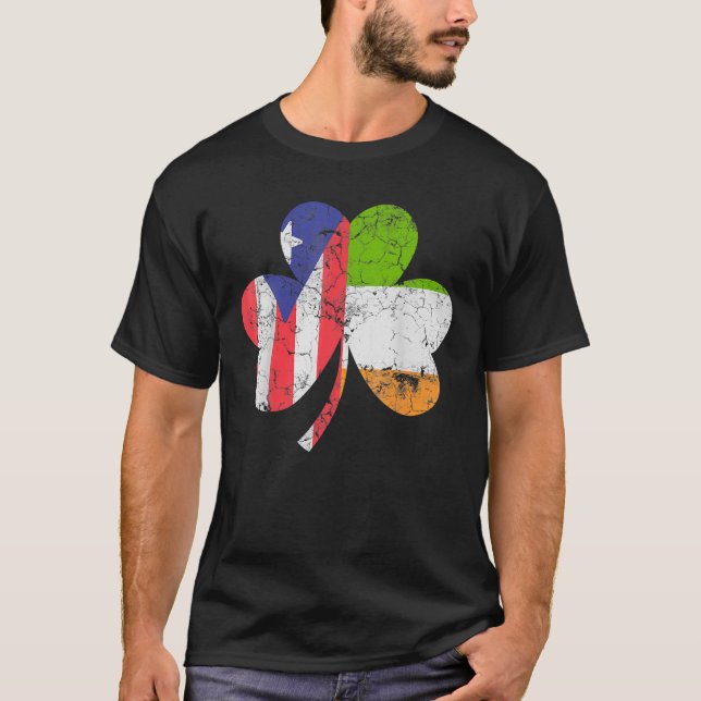 Irish Puerto Rican Flagga Ireland Shamrock St Patr T Shirt (Framsida)