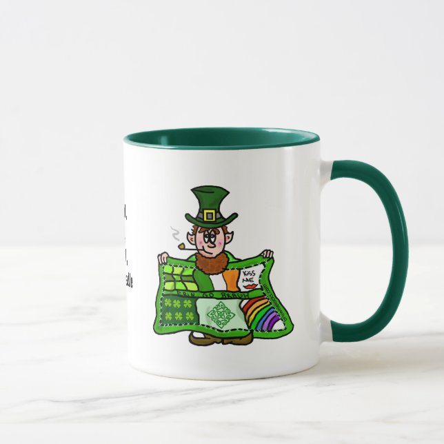 Irish Quilt & Leprechaun Mugg med fin välsignelse (Höger)