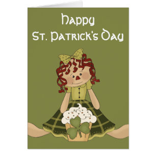 Irish RagDoll d1 Lycklig St. Patrick's Day Card Hälsningskort