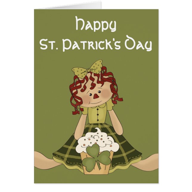 Irish RagDoll d1 Lycklig St. Patrick's Day Card Hälsningskort (Framsidan)