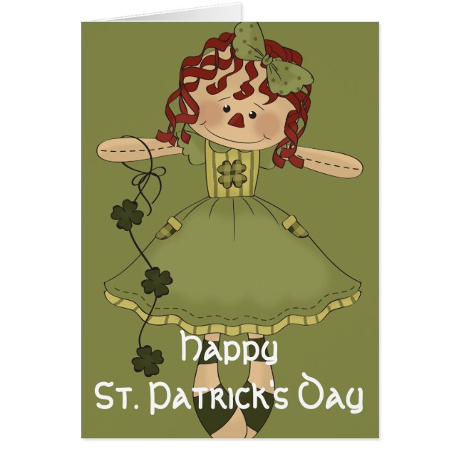 Irish RagDoll d2 Lycklig St. Patrick's Day Card Hälsningskort (Framsidan)