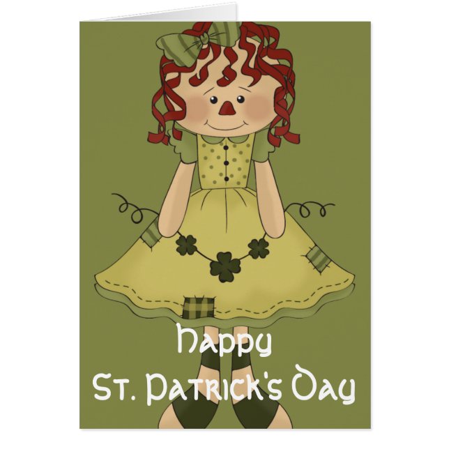 Irish RagDoll d3 Lycklig St. Patrick's Day Card Hälsningskort (Framsidan)