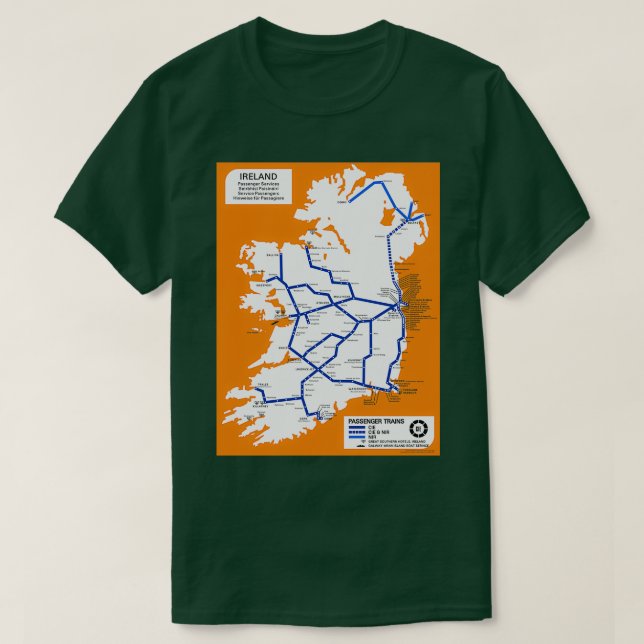 Irish Rail Karta 1969 1 T Shirt (Design framsida)