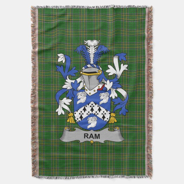 Irish Ram Jackar Arm Family Crest Ireland Filt (Framsidan Vertikal)