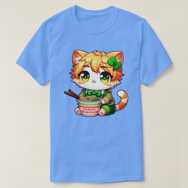 Irish Ramen Cats Cute St patricks day T Shirt (Design framsida)
