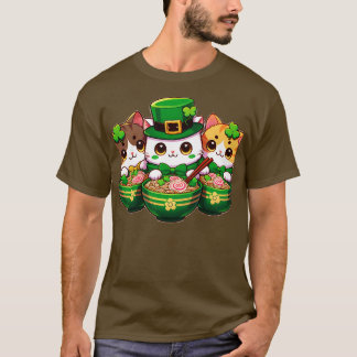 Irish Ramen Cats Cute St patricks day Women Girls T Shirt