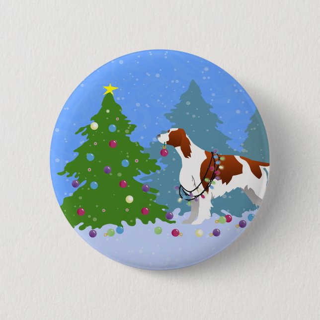Irish Red and White Setter Decorating Träd Knapp (Framsida)