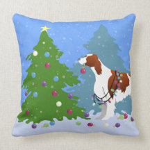 Irish Red and White Setter Decorating Träd