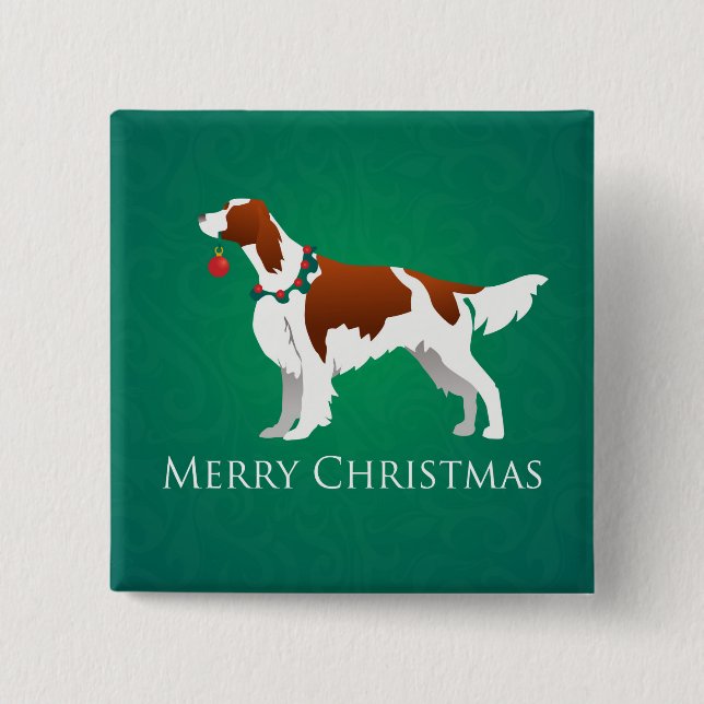 Irish Red and White Setter God jul Design Knapp (Framsida)