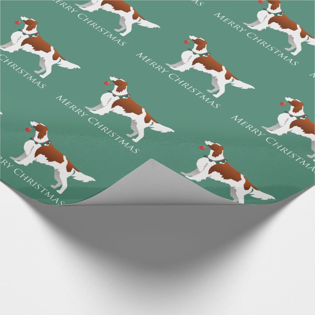 Irish Red and White Setter God jul Presentpapper (Hörn)