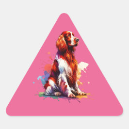 Irish Red and White Setter Hund Triangelformat Klistermärke