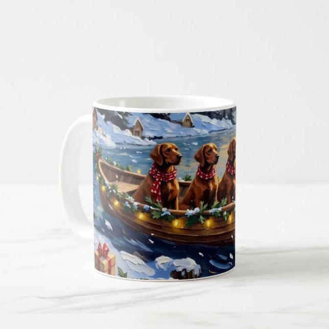 Irish Red Setter Christmas Boat Holiday Kaffemugg (Framsida vänster)