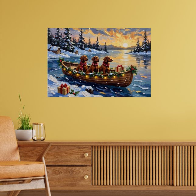Irish Red Setter Christmas Boat Holiday Poster (Vardagsrum 2)