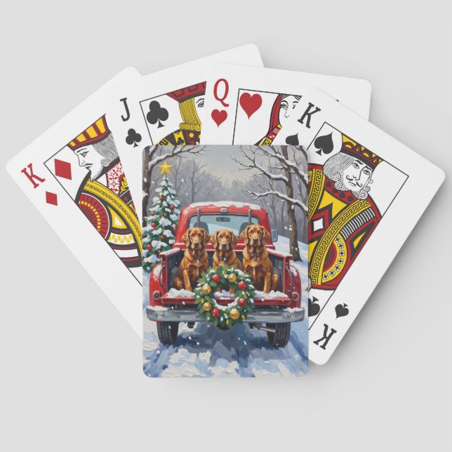 Irish Red Setter Christmas Red Truck Holiday Casinokort (Baksidan)