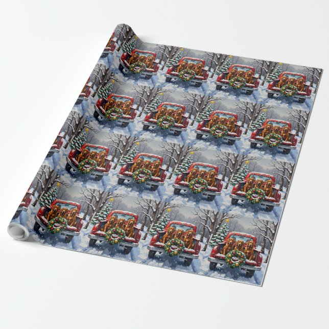 Irish Red Setter Christmas Red Truck Holiday Presentpapper (Utrullad)