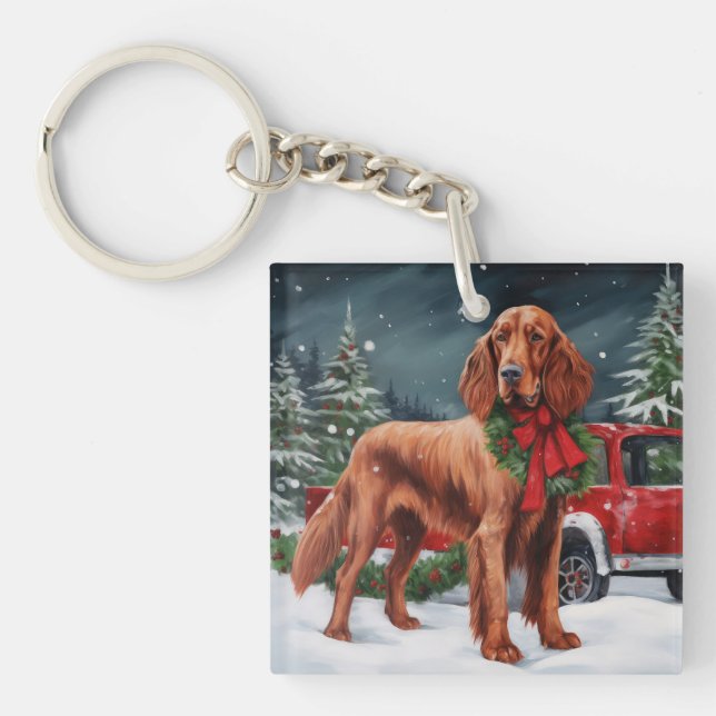 Irish Red Setter Hund i Snö jul (Framsidan)