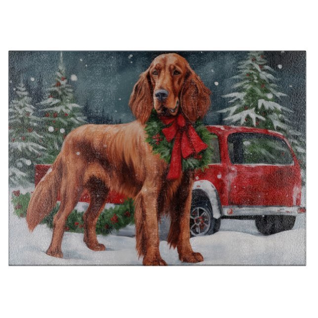 Irish Red Setter Hund i Snö jul (Framsidan)