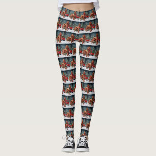 Irish Red Setter Hund i Snö jul Leggings