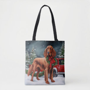 Irish Red Setter Hund i Snö jul Tygkasse