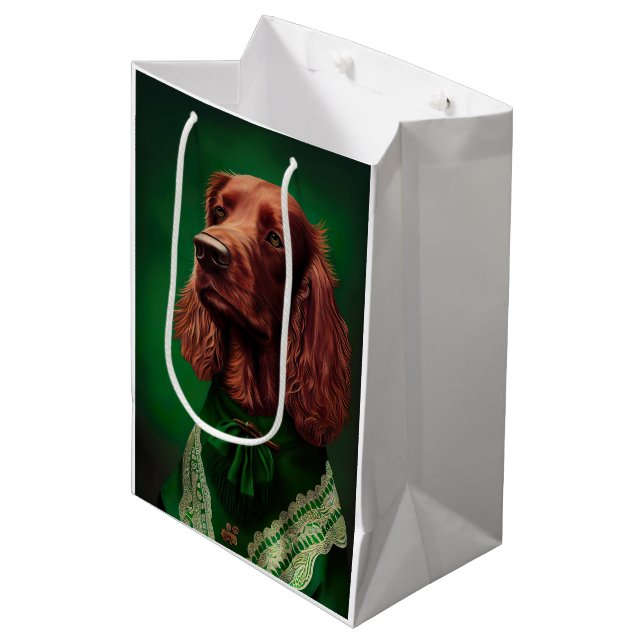 Irish Red Setter Hund in St. Patrick Day Dress (Framsidan Vinklad)