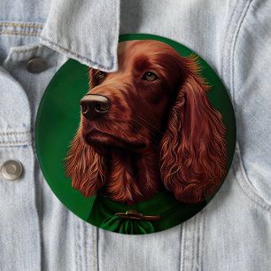 Irish Red Setter Hund in St. Patrick Day Dress Knapp