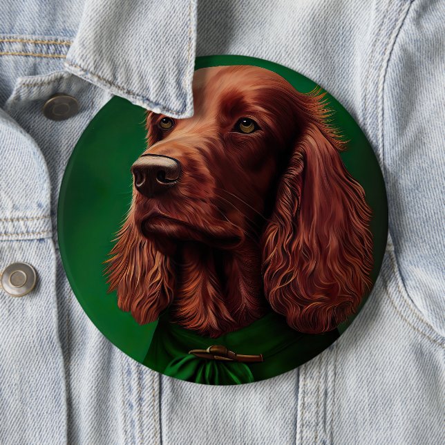Irish Red Setter Hund in St. Patrick Day Dress Knapp (In Situ)